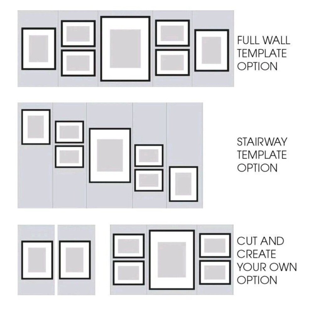 Gallery Perfect 7 Pc Grey Wash Photo Frame Gallery Kit Decorative Art Prints Set - Picture 3 of 8